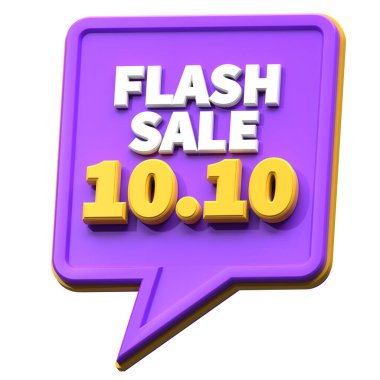 3D flash satış 10.10 indirimi izole edildi. E-ticaret ve online alışveriş illüstrasyonu için kullanışlı