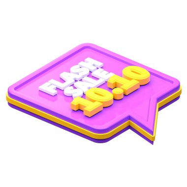 3D flash satış 10.10 indirimi izole edildi. E-ticaret ve online alışveriş illüstrasyonu için kullanışlı