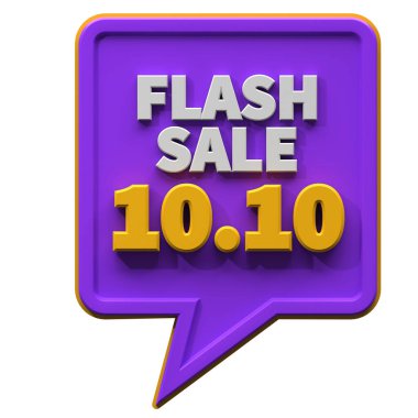 3D flash satış 10.10 indirimi izole edildi. E-ticaret ve online alışveriş illüstrasyonu için kullanışlı