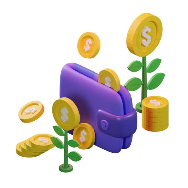 İş illüstrasyonunun üç boyutlu yorumlanması beyaz arka planda izole edildi. Finans veya yatırım tasarımı için uygun.