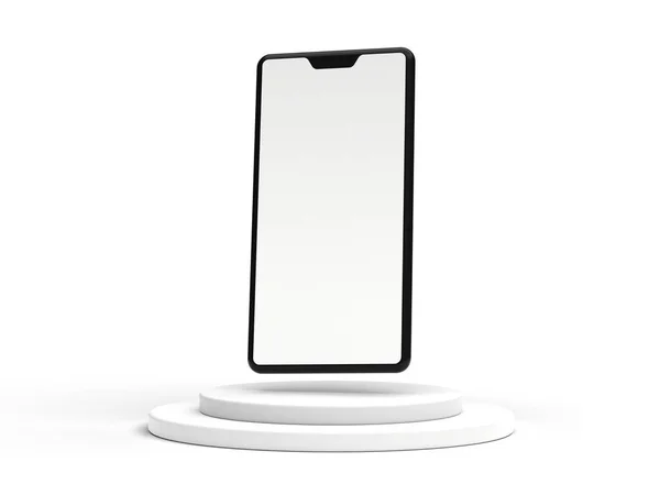 Κενή Λευκή Οθόνη Smartphone Οθόνη Βάθρου Για Απεικόνιση Mockup Απόδοση — Φωτογραφία Αρχείου