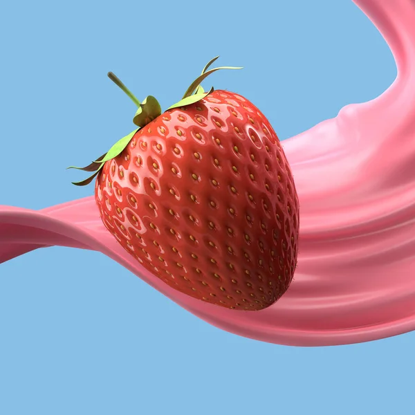 Strawberry Milk Splash Isolated Pack Liquid Yogurt Splash Include Clipping — Fotografia de Stock