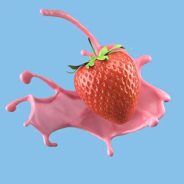 Strawberry Milk Splash Isolated Pack Liquid Yogurt Splash Include Clipping — ストック写真