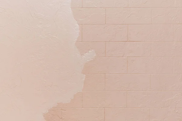 Licht Beige Koffie Melkachtige Schaduw Oppervlak Baksteen Wit Abstracte Muur — Stockfoto