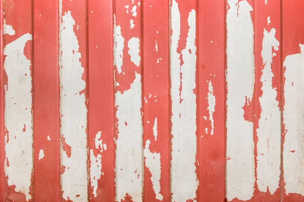 Red Peeled Old Paint Abstract Pattern White Metal Fence Surface — Stock Photo, Image