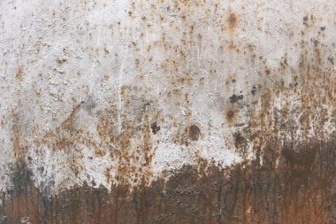 Soyut eski kahverengi desenli, beyaz, kirli metal desen aşınmış yüzey, demir zemin soyuluyor..