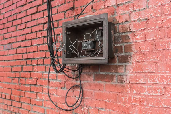 Ніша Старої Зламаної Електричної Панелі Шухляди Стіні Промисловий Контроль Втратою — стокове фото