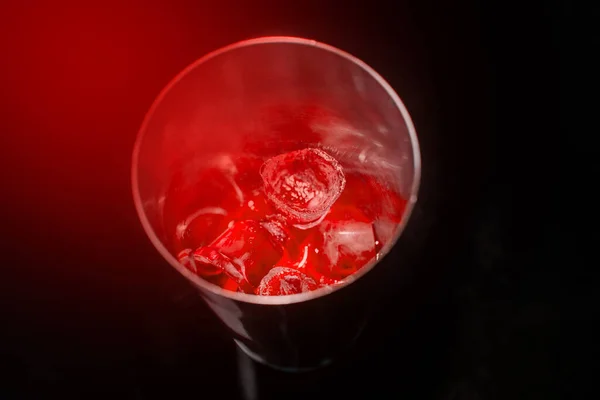 Red Cold Syrup Ice Tool Mixing Making Alcoholic Cocktails Shaker — Stock Photo, Image