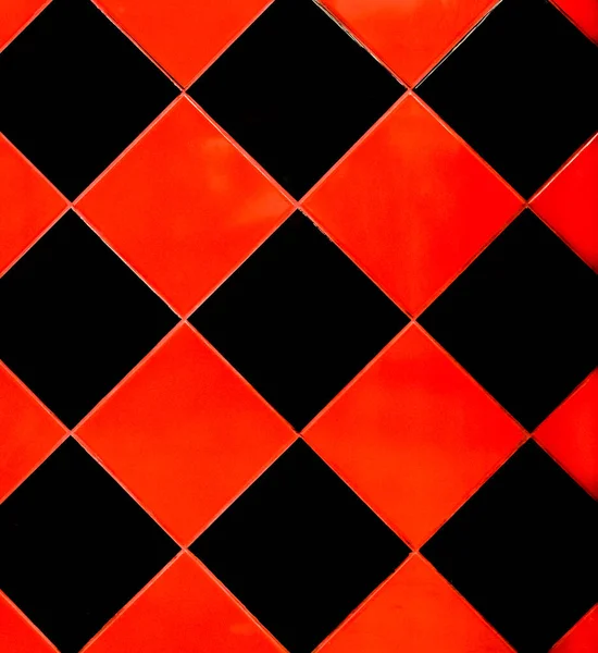 Rojo Negro Mosaico Cerámica Patrón Abstracto Superficie Interior Piso Textura —  Fotos de Stock
