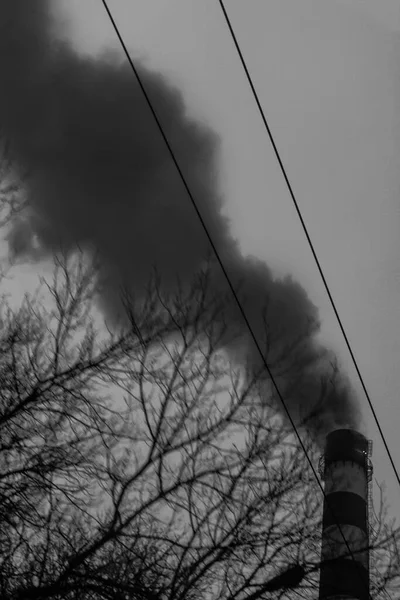 Poluição Ambiente Ecologia São Problemas Globais Fumaça Tóxica Chaminé Suja — Fotografia de Stock