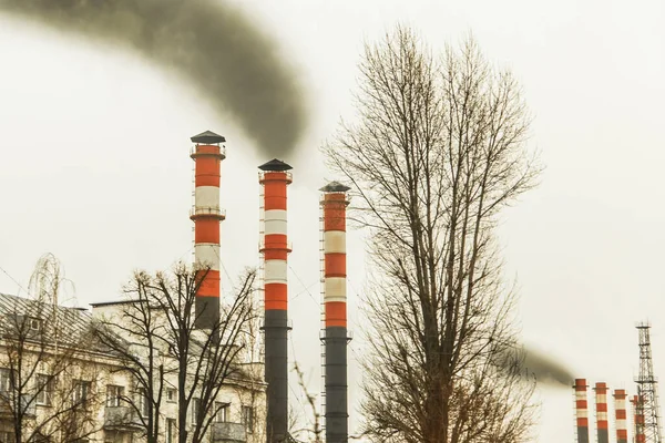 Poluição Ambiente Ecologia São Problemas Globais Fumaça Tóxica Chaminé Suja — Fotografia de Stock