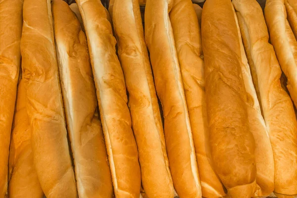Verse Gebakken Goederen Bakkerij Brood Baguette Brood Achtergrond — Stockfoto