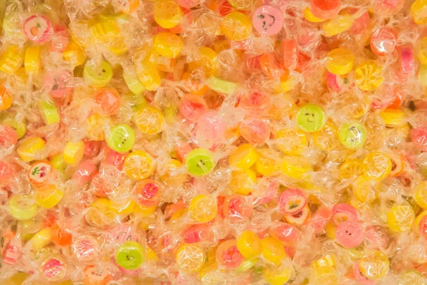 Farbige Kaubare Süßzuckerbonbons Schädlich Babynahrung Hintergrund — Stockfoto