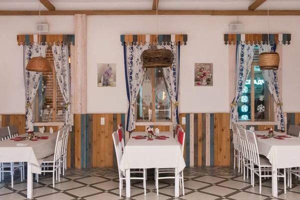 Aconchegante Restaurante Tradicional Interior Estilo Design Rural País — Fotografia de Stock