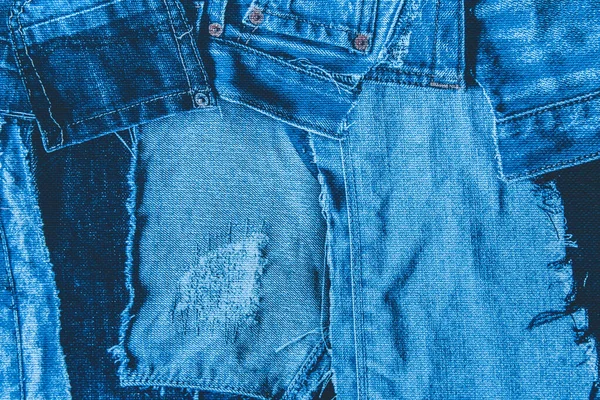 Blue Denim Material Textile Jeans Stoff Hintergrund — Stockfoto