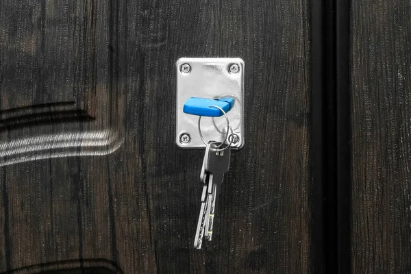 Chaveiro Fica Fechadura Porta Quando Você Abre Fecha Portas Entrada — Fotografia de Stock