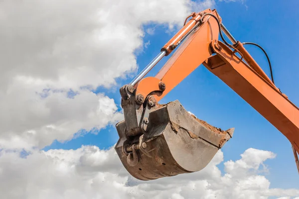 Excavation Works Tractor Bucket Digging Ground Construction Site Sky Stock Image