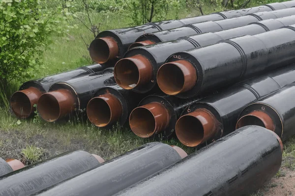 Polyethylen Rohre Rohrleitungen Sanitär Baumaterial Objekte Wärme Industrie Pipeline — Stockfoto