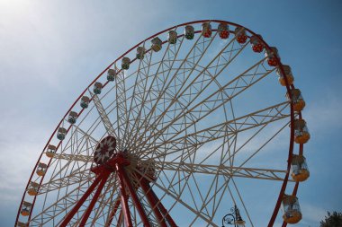 Güzel büyük çocuklar atlıkarıncalarla park ederler.