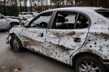Ukrayna 'da savaş. Rusya insanları ve çocukları öldürüyor. Yüksek kalite fotoğraf