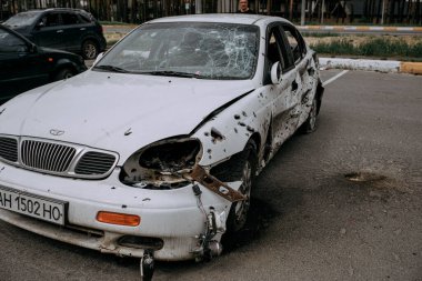 Ukrayna 'da savaş. Rusya insanları ve çocukları öldürüyor. Yüksek kalite fotoğraf