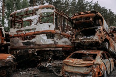 Ukrayna 'da savaş. Rusya insanları ve çocukları öldürüyor. Yüksek kalite fotoğraf
