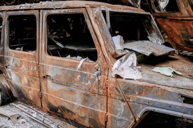 Ukrayna 'da savaş. Rusya insanları ve çocukları öldürüyor. Yüksek kalite fotoğraf
