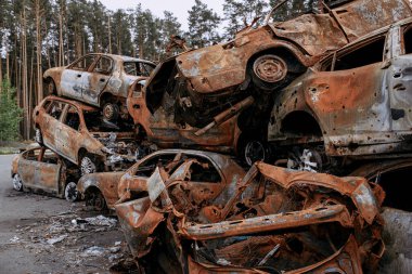 Ukrayna 'da savaş. Rusya insanları ve çocukları öldürüyor. Yüksek kalite fotoğraf