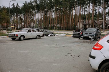 Ukrayna 'da savaş. Rusya insanları ve çocukları öldürüyor. Yüksek kalite fotoğraf