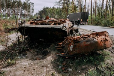 Ukrayna 'da savaş. Rusya insanları ve çocukları öldürüyor. Yüksek kalite fotoğraf
