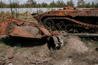 Ukrayna 'da savaş. Rusya insanları ve çocukları öldürüyor. Yüksek kalite fotoğraf