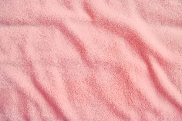 Fluffy Suave Tela Color Rosa Pastel Con Ondas Pliegues Textura — Foto de Stock