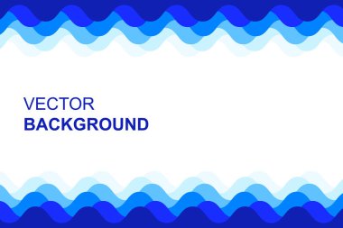 Soyut tasarım arka plan vektör illüstrasyonu. Çerçeve olarak mavi su dalgaları. Metin için beyaz kopyalama alanı.