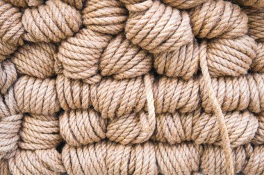 Arka plan olarak vintage jute ipleri. Ev kullanımı için halat.