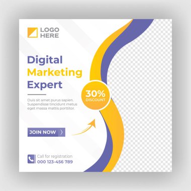 Dijital pazarlama web pankartı ve sosyal medya gönderme şablonu