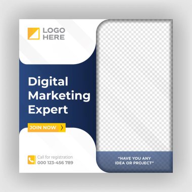 Dijital pazarlama web pankartı ve sosyal medya gönderme şablonu