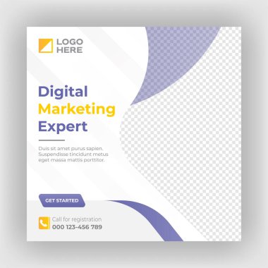 Dijital pazarlama web pankartı ve sosyal medya gönderme şablonu