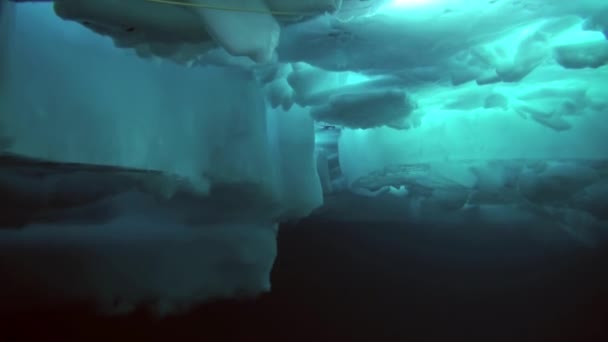 Лед под водой на фоне прозрачной воды в Арктике. — стоковое видео