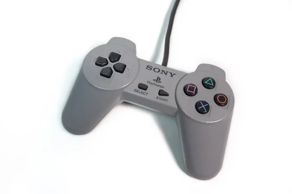 Sony Playstation Controller Für Ps1 Konsole Nahaufnahme Auf Weißem Hintergrund — Stockfoto