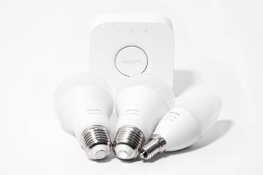 Philips Hue light bulbs and bridge. Smart lighting.