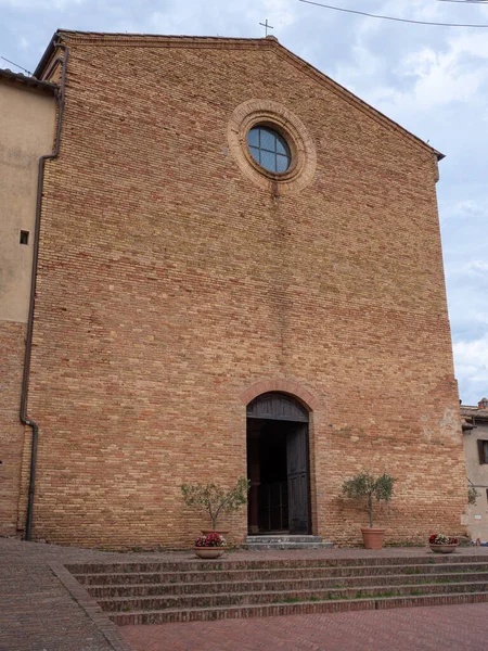 Fassade Der Kirche Sant Agostino San Gimignano Siena Italien — Stockfoto