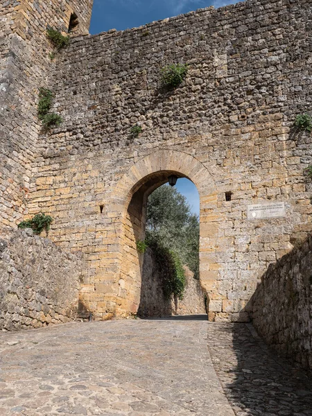 Zpět Přístupové Dveře Vnější Zdi Středověké Vesnice Monteriggioni Sieně Toskánsko — Stock fotografie