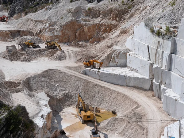 View Carrara Marble Quarries Excavation Vehicles Ready Work — Stock Photo, Image