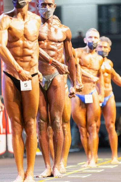Rimini Itálie Září 2021 Bodybuilding Contest Stage Bodybuilders Perfect Abs — Stock fotografie