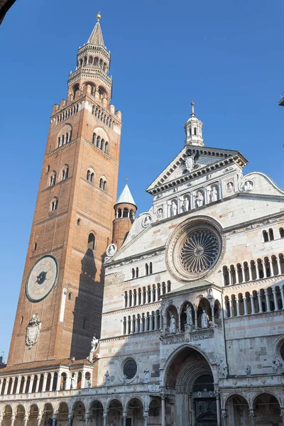 Katedrála Cremona Nebo Katedrála Santa Maria Assunta Středověká Zvonice Cremona — Stock fotografie