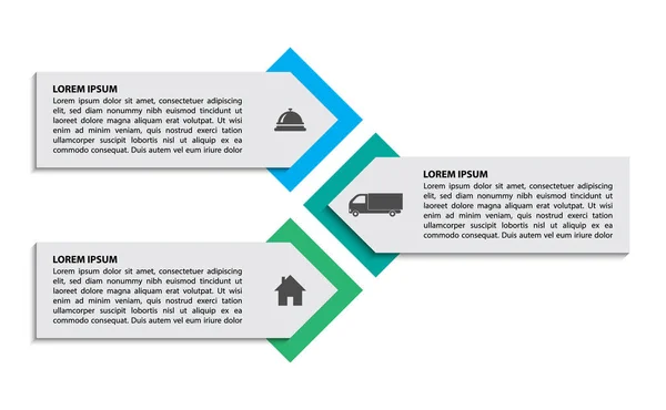 Infographic square süreci üç (3) adım kavramı