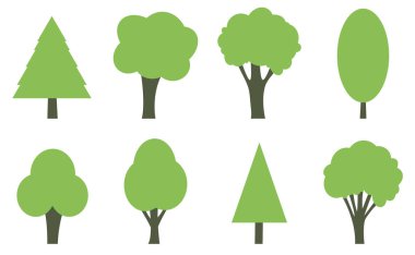 Düz ağaç ormanı organik şekil simgeleri