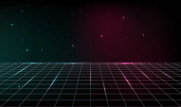 Grid Lines Future Sci Sparkle Glow Effect Abstract Background — ストックベクタ