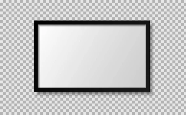 Photo Frame Black Border Landscape Mockup — Vector de stock