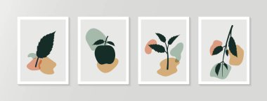 Elma meyvesi bitkisel duvar sanatı dizaynı 4 'ü terk eder. 18 inç genişliğinde ve 24 inç yüksekliğinde tuval.